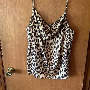 Leopard Print Cowl Neck Camisole